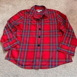 Foxcroft Women’s Size 16 Shaped Wrinkle Free Red Plaid  3/4 Sleeve Shirt